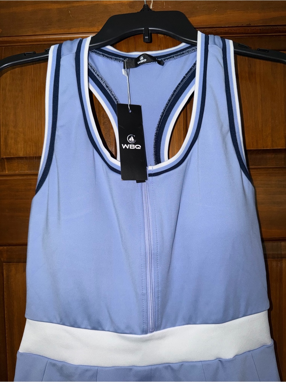 WBQ Light Blue Athletic Tennis Dress with Navy & White Trim - Picture 4 of 8